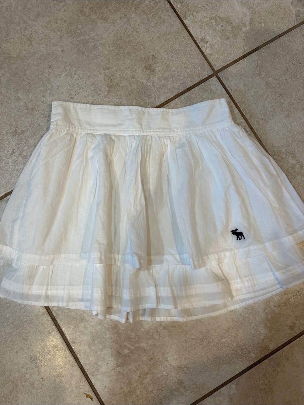 NWT! Y2K Abercrombie White Ruffle Micro Skirt L Cottagecore coastal